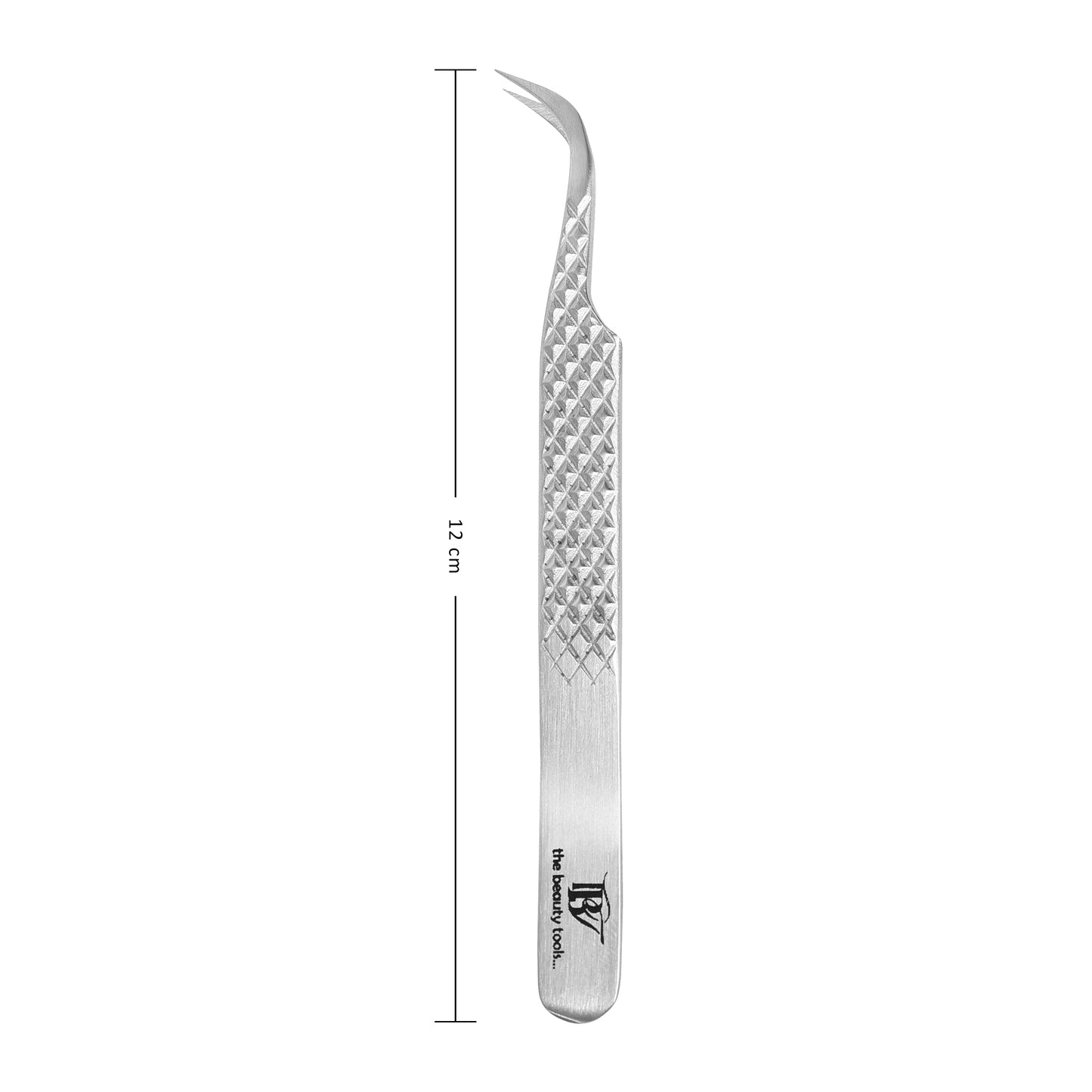 Japanese Stainless Steel Curved Volume Eyelash Extension Tweezers - Diamond Grip Non-Slip Design