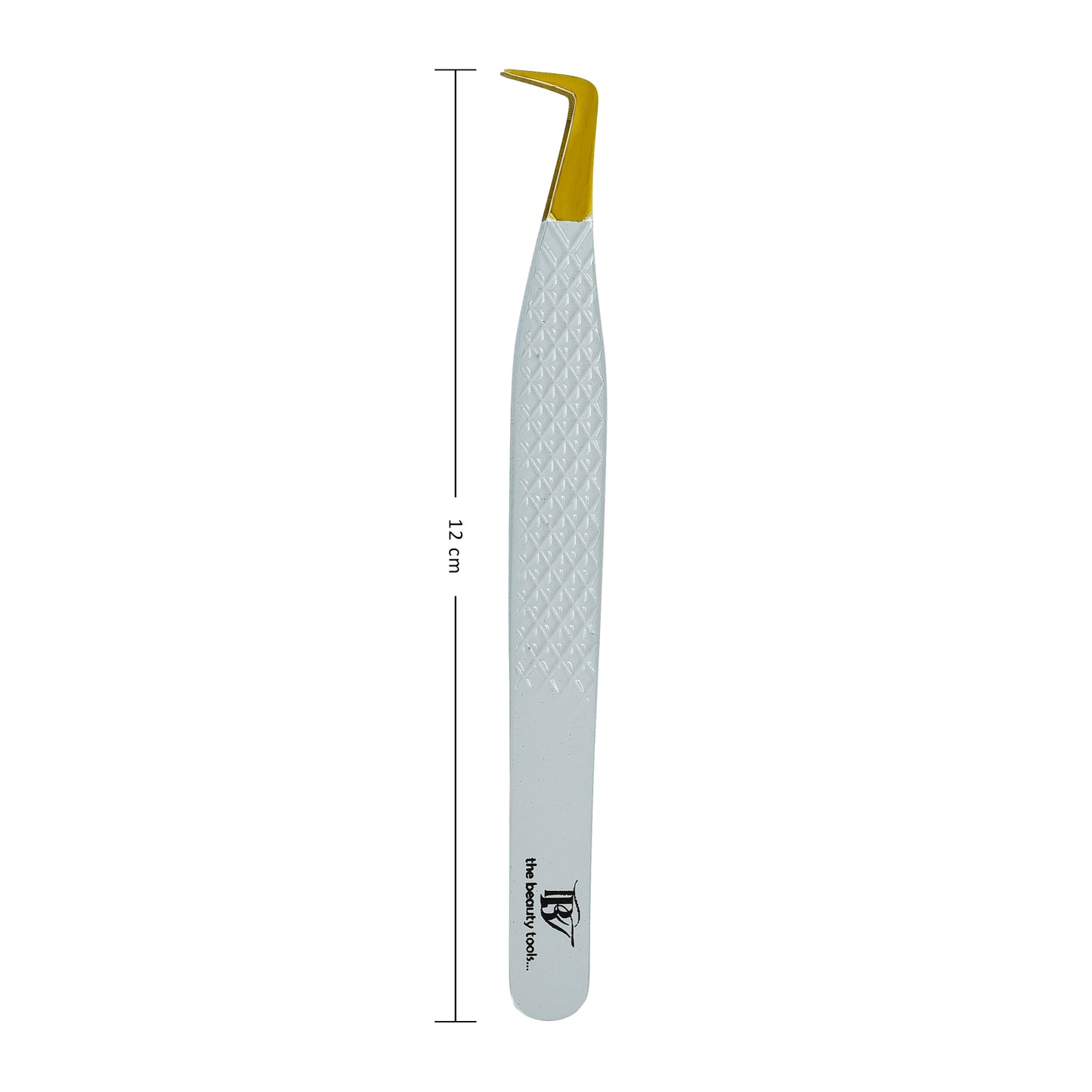 White & Gold Eyelash Extension Tweezers L - Shaped 12cm
