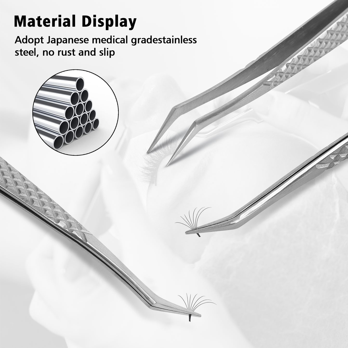 Ergonomic Diamond Grip Volume Lash Tweezer - 12cm Stainless Steel