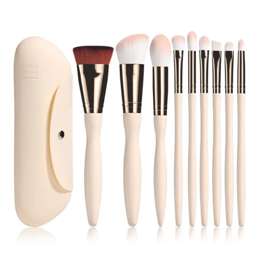Premium 9-Piece Makeup Brush Set for Face & Eyes with Portable Case