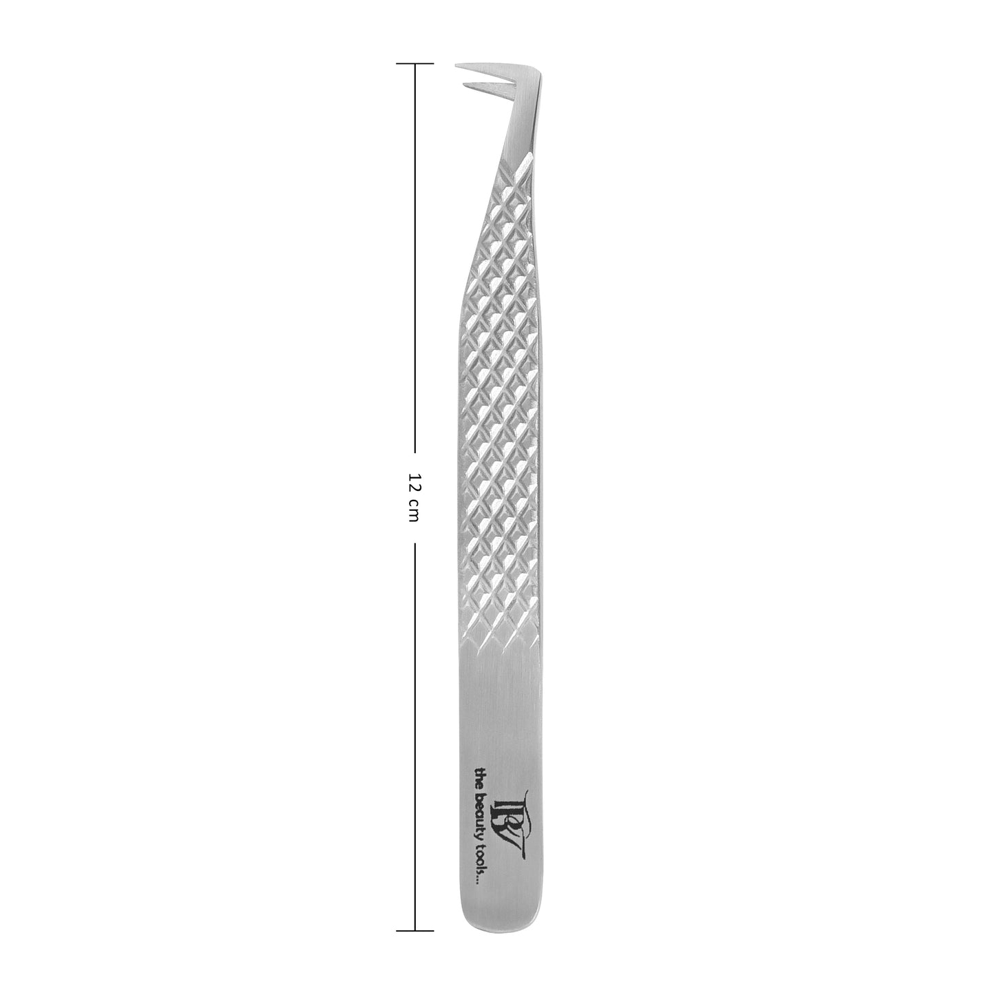 12cm L-Shape Volume Eyelash Extension Tweezer | Japanese Stainless Steel | Diamond Grip Anti-Slip