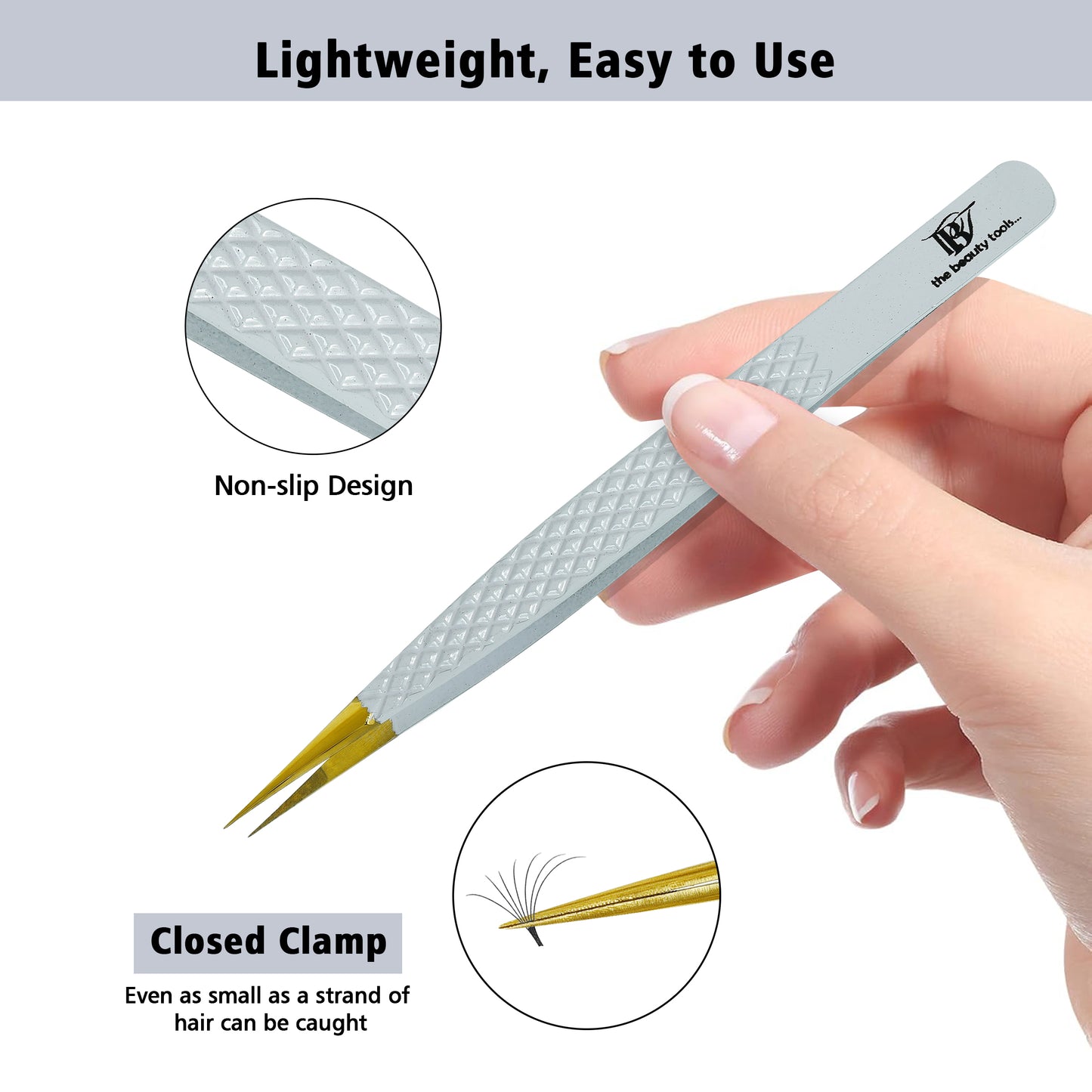 Premium Gold Tip Lash Tweezers - Diamond Grip