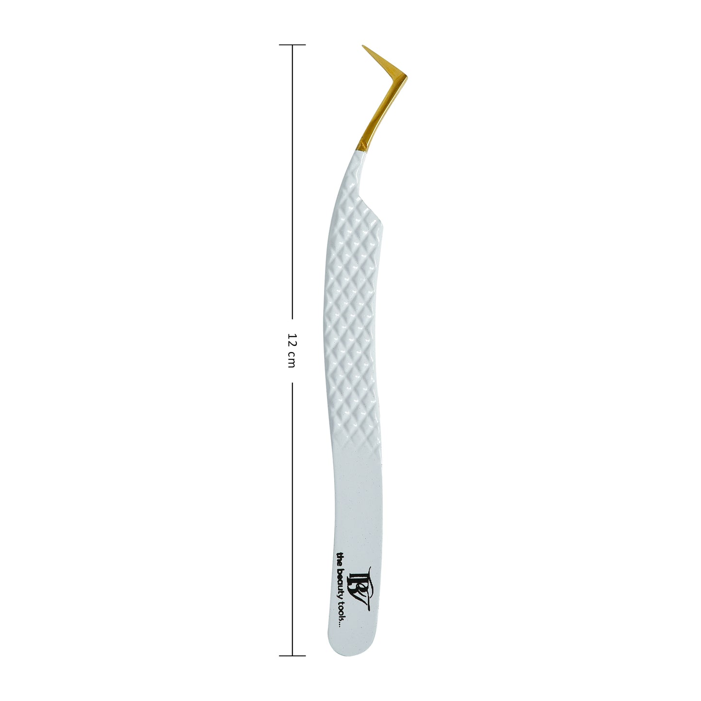 Japanese Medical Grade Stainless Steel Gold Tip Eyelash Extension Tweezers | Non-Slip Diamond Grip | Lightweight Volume/Isolation Lash Tool (12cm)