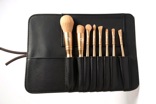 LuxePro™ 8-Piece Makeup Brush Set with Leather Travel Case