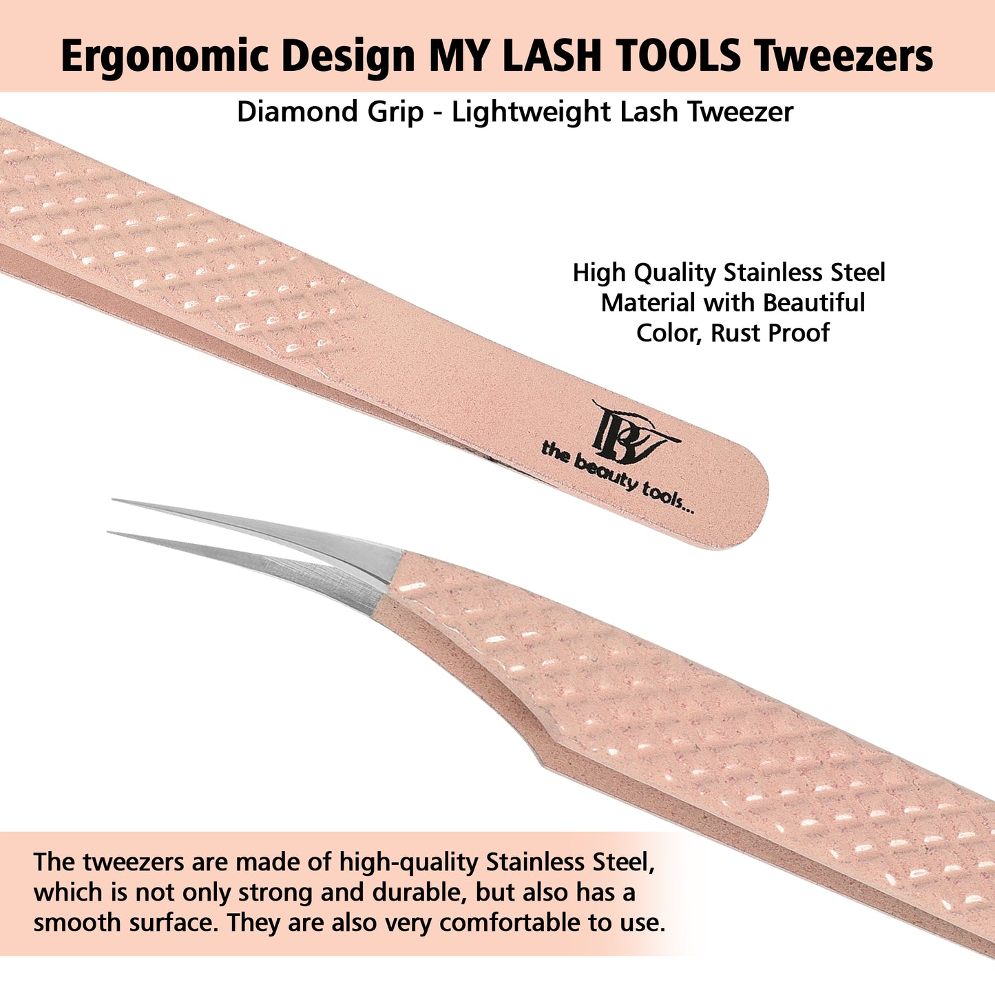 Precision Non-Slip Eyelash Extension Tweezers - Lightweight & Closed Clamp