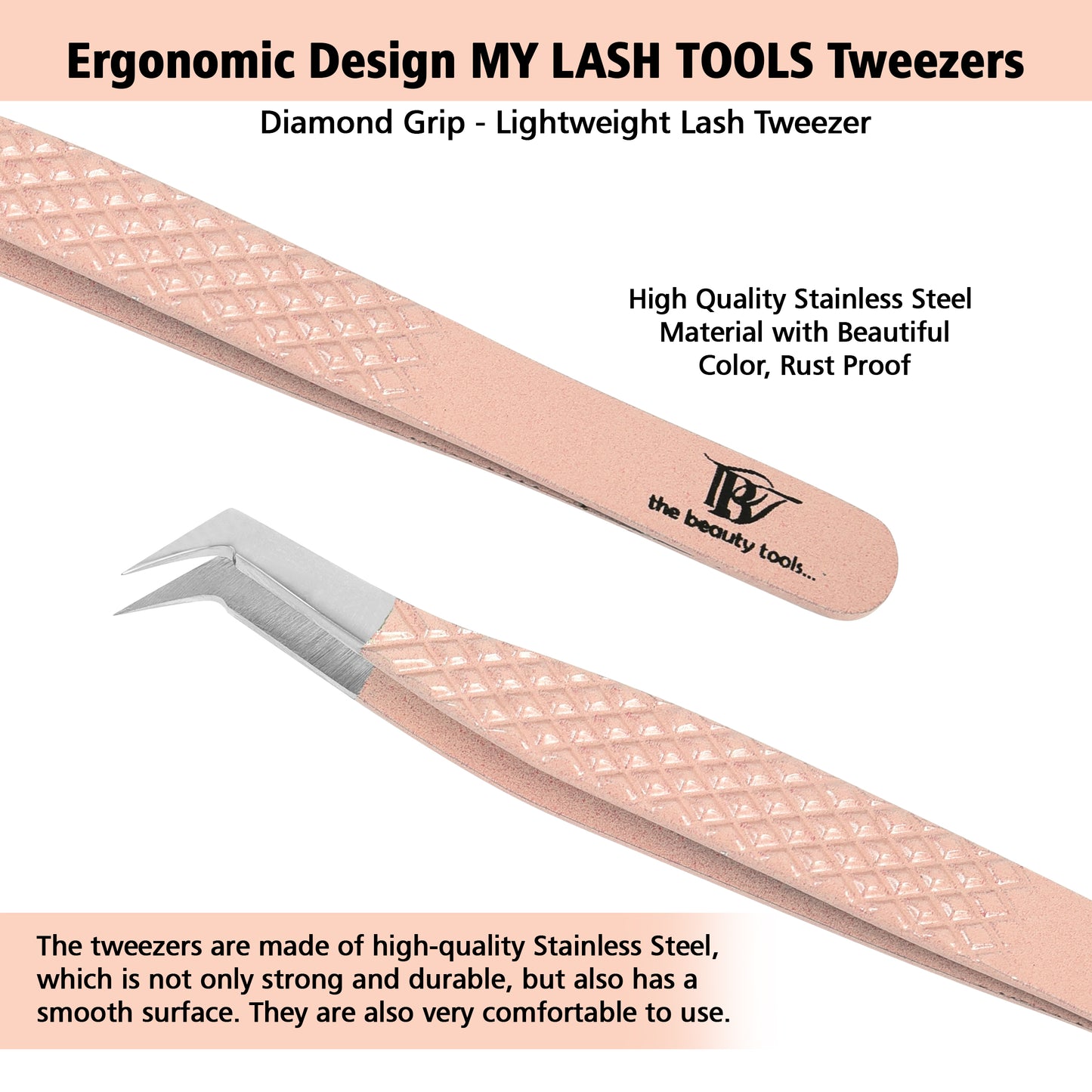 "Precision Eyelash Extension Tweezers - Non-Slip, Closed Clamp, Lightweight Angled Tip for Volume and Isolation"
