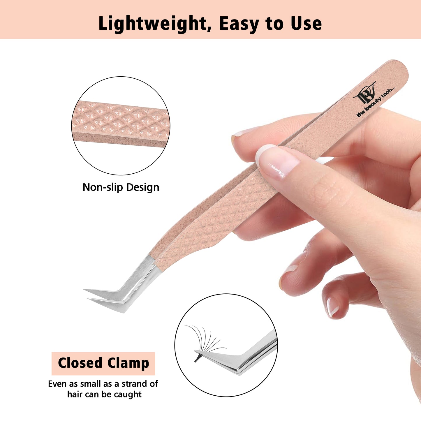 ✨ Precision 45° Angled Volume Lash Tweezer | Non-Slip Pink Diamond Grip