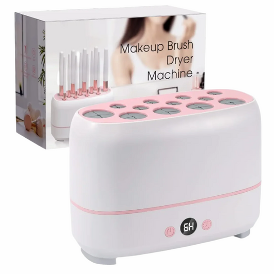 Makeup brush dryer machine with pink accents 