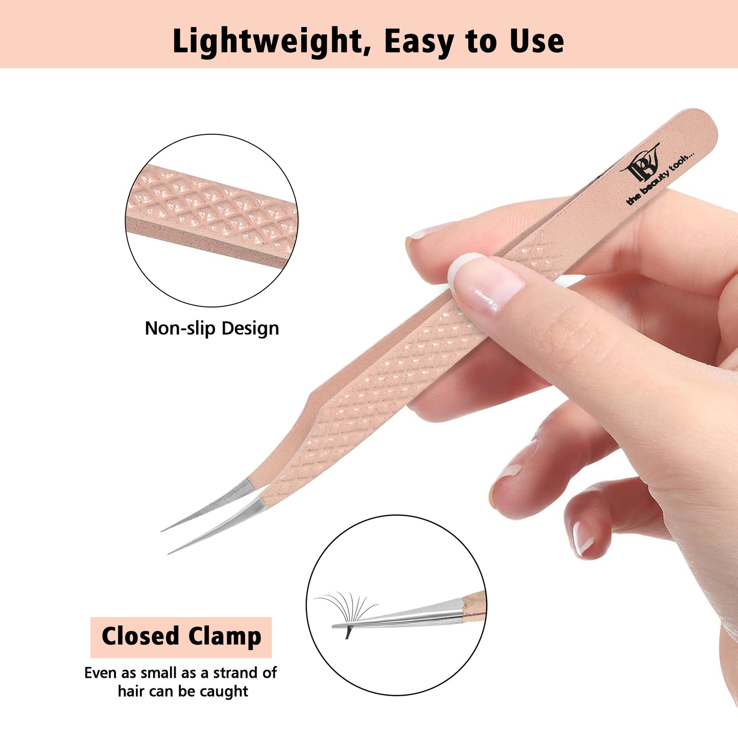 Professional Curved Tip Eyelash Extension Tweezers With Anti-Slip Grip