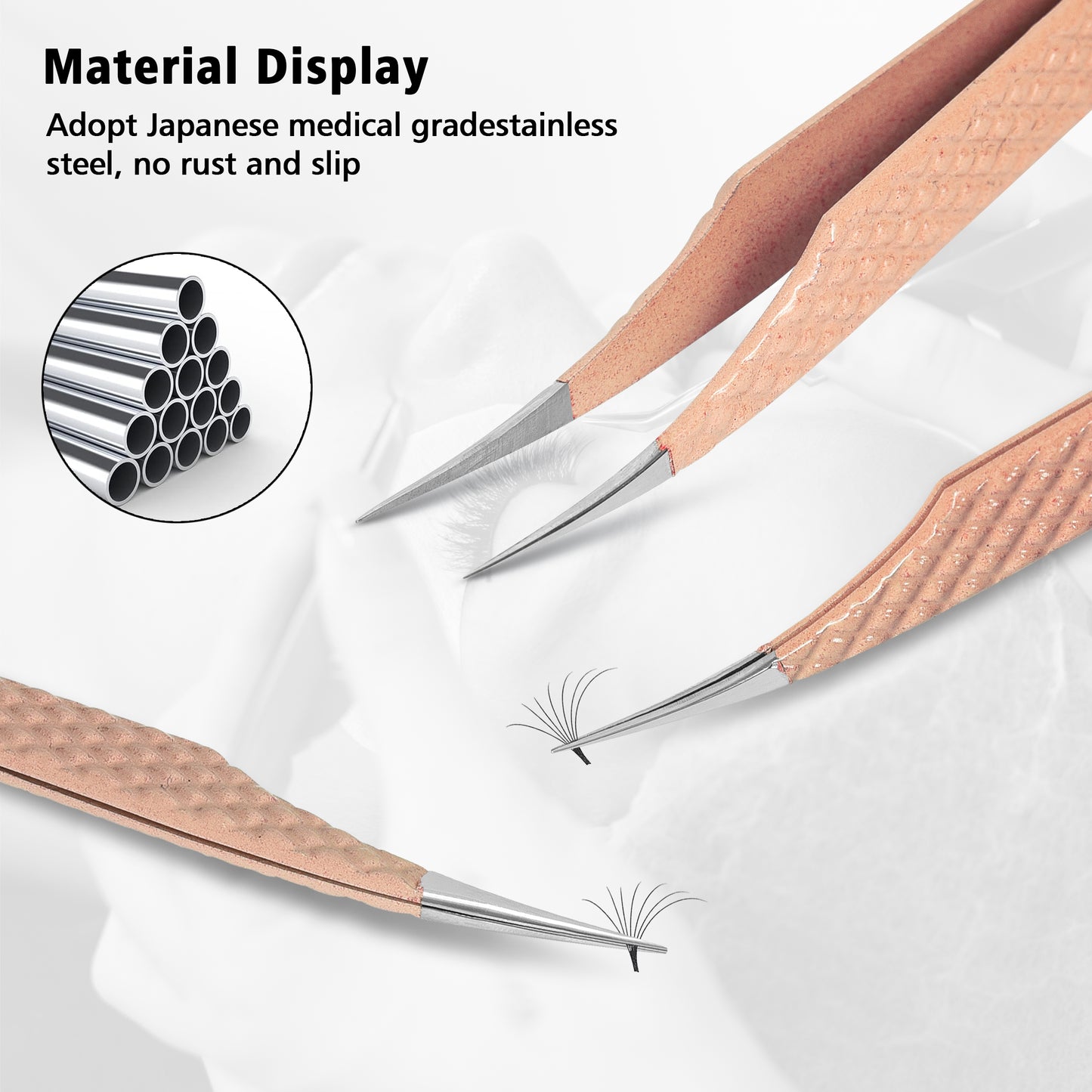 Precision Non-Slip Eyelash Extension Tweezers - Lightweight & Closed Clamp